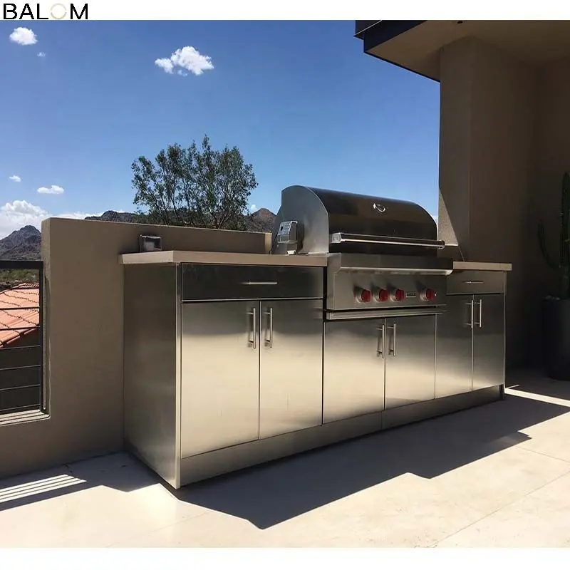 Meubles de cuisine en acier inoxydable à usage extérieur, armoire de cuisine pour barbecue
