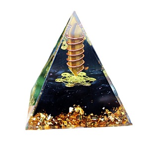 Pyramide en cristal Kogiya, œil de tigre, obsidienne, résine époxy, artisanat, décoration de la maison, ornement de bureau - Product Image 5