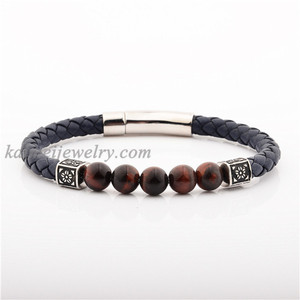 <span class=keywords><strong>Bracelet</strong></span> en <span class=keywords><strong>cuir</strong></span> tressé et perles pour <span class=keywords><strong>homme</strong></span>, bijoux personnalisés, à la mode, en pierres naturelles, tendance, - Product Image 5