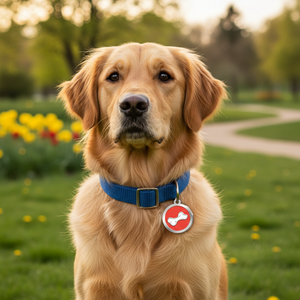 Medaglietta per animali domestici rotonda con design a osso rosso per cani - Product Image 3
