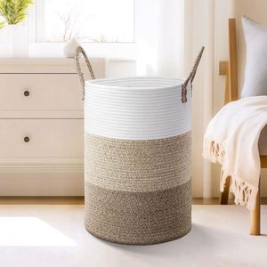 Tre lưu trữ hiển thị giỏ 4 Tier giặt phía trước cửa vuông xử lý wicker dệt cản trở với xử lý 27L Oxford dệt - Product Image 1