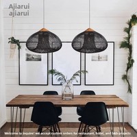 Lámpara Colgante de Mimbre Tejida a Mano, Estilo Japonés Wabi-Sabi, para Hotel, Restaurante, Salón de Té, Tienda de Hot Pot