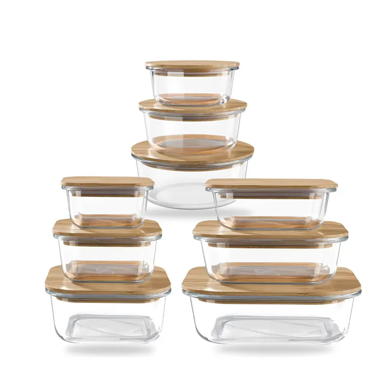 Wholesale High Borosilicate Glass Kitchen Storage Box Jars Transparent Food Container