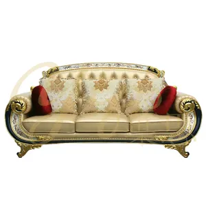 Yips LD-1703-1515 Silver Knight Series Luxury Hand Painted Pattern Classical 3 Seater Sofa