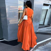 Nouvelles dames doux mignon col rond mignon mince moderne balançoire jupe sans manches décontracté Aline été longue rétro robe femmes vêtements