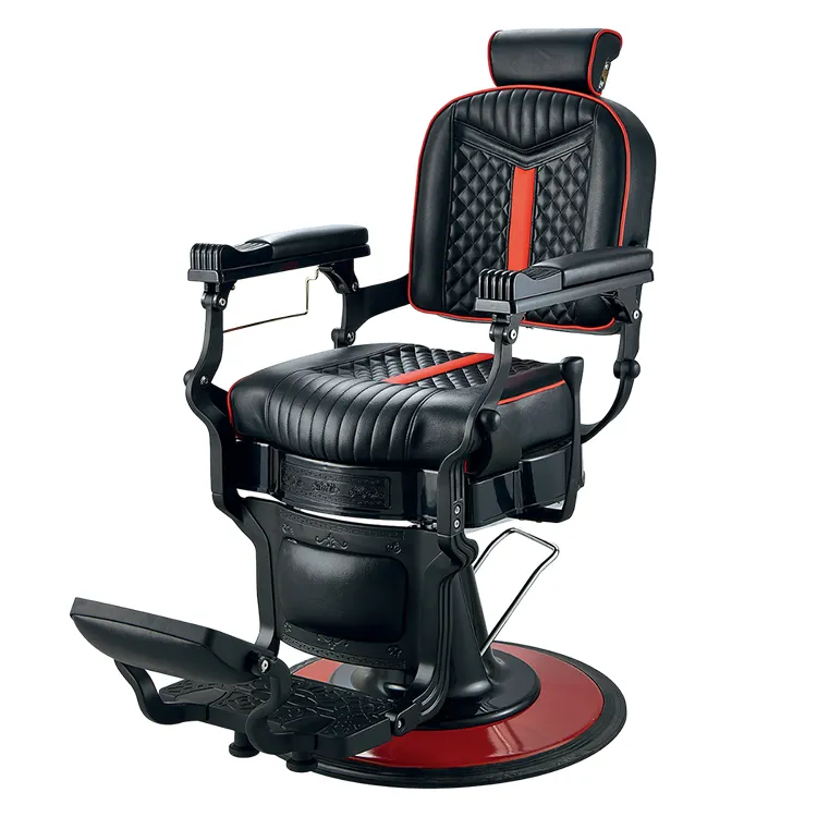 Vente en gros modèle professionnel portable chaise de barbier salon de beauté personnalisé chaise de coupe de cheveux noir
