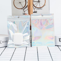 Sacs en plastique laser, pochettes laser refermables, sacs laser holographiques scintillants, sacs auto-adhésifs transparents pour emballage de bijoux et boucles d'oreilles