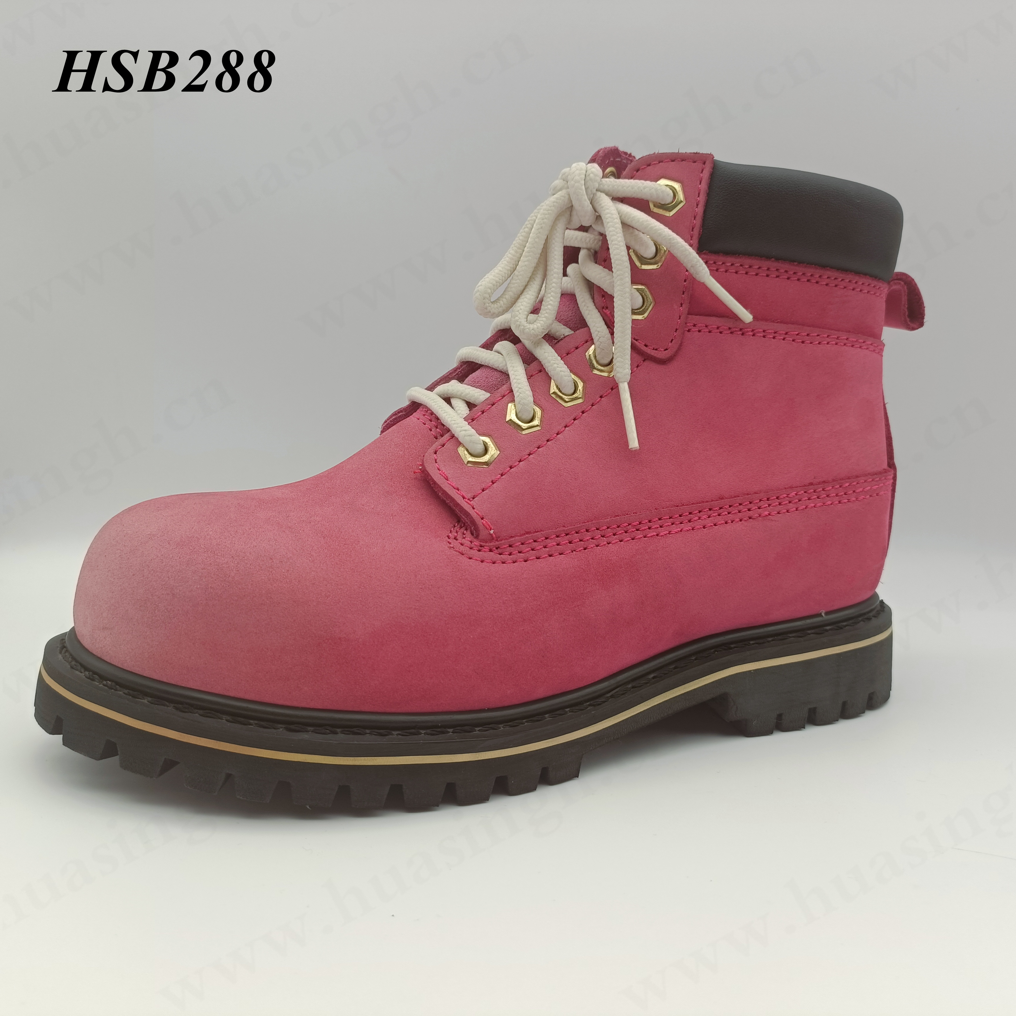 YWQ, тяжелые промышленные рабочие ботинки из нубука розового цвета, прочные рабочие ботинки Goodyear с резиновой подошвой, защитная обувь HSB288