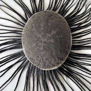 Protesi Capillare Lunga da <span class=keywords><strong>Uomo</strong></span> Traspirante in Pizzo Completo 100% Capelli Umani Indiani Parrucca Toupee con Trecce Cornrow - Product Image 2