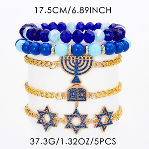 Kadınlar için Hanukkah bilezikler <span class=keywords><strong>David</strong></span> Menorah Dreidel Charm bilezik Chanukah yahudi tatil takı hediyeler - Product Image 5