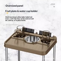 Table à thé pliable haut de gamme de style américain en plastique, avec porte-boissons intégré, petite table d'appoint d'angle pour jeux et tasses à eau