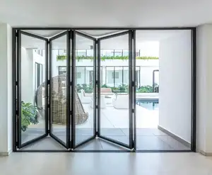 Modern Design New Villa House Sound Proof Aluminium Bi-Fold Folding Door