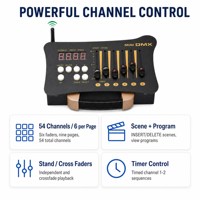 Controlador DMX Inalámbrico DMX512 de 54 Canales, Consola con Alcance de 500M y 4 Receptores de Batería para Iluminación LED de Escenario, Sonido Activo para Fiestas