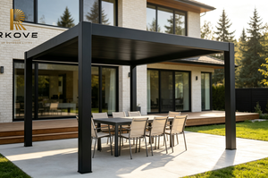 Pérgola de Aluminio con Persianas Retráctiles Motorizadas RKOVE, Impermeable, para Patio Exterior - Product Image 2