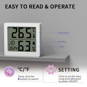 Lớn <span class=keywords><strong>LCD</strong></span> hiển thị nhiệt độ điều khiển máy tính để bàn đứng đồng hồ cho bé phòng nhà kính-ABS on/off C/F hộ gia đình độ ẩm - Product Image 6
