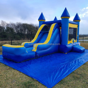Château gonflable Castillo bleu marbré et rouge pour enfants, trampoline gonflable, aire de jeux pour bébés - Product Image 4