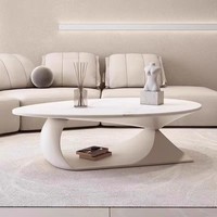 Table basse en forme de couleur bois minimale petit appartement salon table basse à panneau de roche ovale