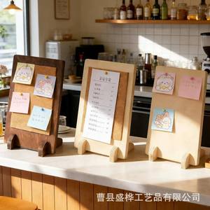 Wooden Desktop <b>Message</b> <b>Board</b> Rectangle Solid Wood Minimalist Design For Restaurants Cafes Photo Display Rack - Product Image 5