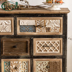 Mediterranean Style Vintage Wooden <b>Chest</b> Of Drawers Solid Wood Entryway <b>Storage</b> Cabinet Rectangle Durable Versatile - Product Image 3