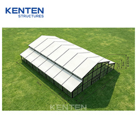 Carpas Modernas de Cristal para Bodas y Eventos, Estilo Oriental, con Estructura de Aluminio Negro, Cubierta de PVC Beige, Paredes Laterales de Cristal Opcionales
