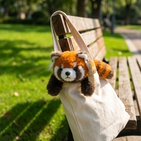 Peluche réaliste personnalisée de panda roux couché, jouet en peluche moelleux et duveteux, OEM ODM, logo et taille personnalisés, en coton PP doux