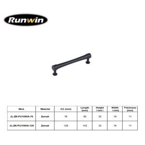 Classic Rounded Bar <strong>Matt</strong> <strong>Black</strong> Zinc Alloy 76/128mm Modern Kitchen &amp; Hotel Cabinet <strong>Drawer</strong> Cupboard Furniture Handle Pull - Product Image 1