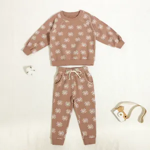 Bordado personalizado niños Boutique ropa acogedor francés Terry 95% orgánico niño Bebé Ropa conjunto niños chándales