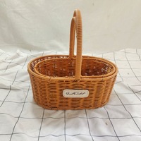 Panier en rotin PE fabriqué en usine pour cadeau ou décoration florale de la maison avec cadre en métal, imperméable, lot de 2