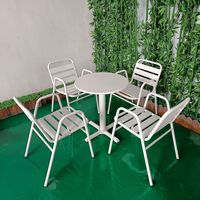 Meubles de bar, pub, café, boutique, sur mesure, modernes, en acier carbone noir, pour extérieur, bistrot, table et chaises de jardin, patio