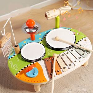 Juego de Música Montessori de Madera, Instrumentos de Percusión Multifuncionales <span class=keywords><strong>con</strong></span> Tambor y <span class=keywords><strong>Xilófono</strong></span> para la Iniciación Musical - Product Image 4