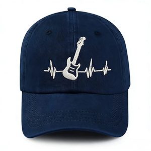 Gorra de Béisbol Retro de Algodón Lavado con Bordado de ECG de Guitarra, Ajustable, Informal, para Hombre y Mujer - Product Image 3