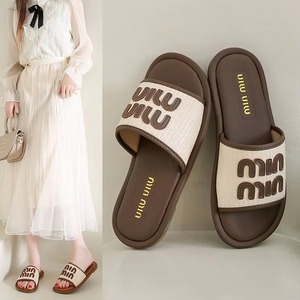 Spring Comfort - Women's Sheepskin <b>Slippers</b>, Knit Upper, Fleece Lining, PVC Sole, Peep Toe Leopard Print, Bow Decor, Flat Botto - Product Image 3