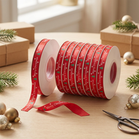 Ruban de satin de Noël, ruban pour emballer les cadeaux de Noël, décoration de Noël pour l'emballage