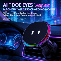 Chargeur de voiture sans fil magnétique OEM ODM 15W AI Blink Design avec lumière ambiante 9 couleurs, refroidissement semi-conducteur et support de navigation