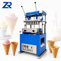 Petit rouleau de sucre à glace industriel semi-automatique gaufrette cuisson manuelle Machine à cornets à crème glacée