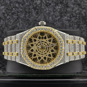 Reloj Esqueleto con Incrustaciones de Moissanita para Hombre, Oro Rosa, Lujoso, Estilo Hip Hop, Acero Inoxidable, Mecánico, Correa de 20 mm, Esfera Analógica - Product Image 5