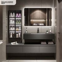 Meuble-lavabo fonctionnel en quartz pour salle de bain en pierre artificielle Meuble-lavabo pour salle de bain