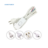 Kabel Daya Saklar Eropa 2 Pin Colokan EU Lampu Kabel Daya AC Dengan Saklar On/Off