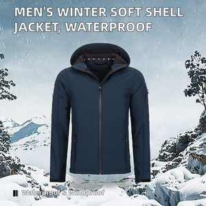 Hot Sale Men's <b>Winter</b> Soft Shell Sports <b>Jacket</b> Customized Logo Zipper Closure <b>Waterproof</b> Windproof Breathable Woven Print - Product Image 2