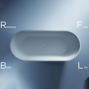 Surface de <span class=keywords><strong>baignoire</strong></span> de luxe à texture ardoise <span class=keywords><strong>Baignoire</strong></span> ovale blanche en pierre artificielle autoportante de taille personnalisée - Product Image 5