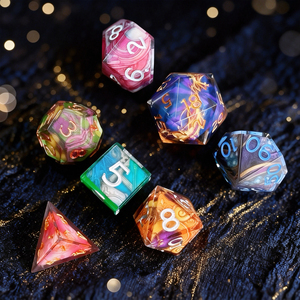 Juego de <span class=keywords><strong>Dados</strong></span> Poliédricos Cuadrados de Resina con Bordes Afilados, Diseño de Remolino Fluido, Duraderos y Ecológicos para Juegos de Mesa DND TRPG, Venta al Por Mayor, 7 Piezas - Product Image 3