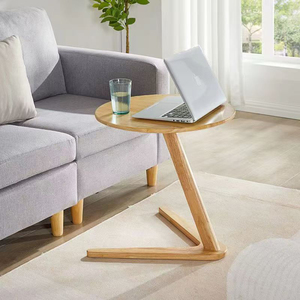 Table d'appoint ronde en bois en gros, table basse à un pied peu encombrante, mobilier de salon, salle à manger et chambre à coucher - Product Image 3