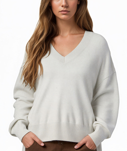 Maglione Pullover da <span class=keywords><strong>Donna</strong></span> Elegante con Scollo a V e Maniche Lunghe, Design Raffinato per Primavera e Autunno, Alta Qualità - Product Image 1