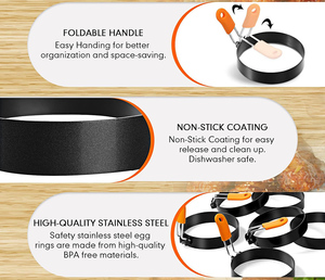 Không dính thép không gỉ chiên trứng <span class=keywords><strong>Maker</strong></span> khuôn mẫu hình dạng khác nhau <span class=keywords><strong>Pancake</strong></span> Nhẫn trứng vòng với xử lý - Product Image 5