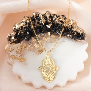 Offre Spéciale Hamsa <span class=keywords><strong>Arbre</strong></span> <span class=keywords><strong>de</strong></span> <span class=keywords><strong>Vie</strong></span> et <span class=keywords><strong>Lotus</strong></span> Pendentif <span class=keywords><strong>Collier</strong></span> Amulette Bijoux Ramadan Festival Cadeau pour Maman Musulmane - Product Image 2