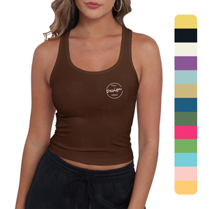 Débardeur tricoté sans manches multicolore uni pour femme, coupe ajustée, idéal pour le quotidien et les activités sportives – Collection été en gros - Product Image 1