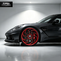 Jantes sport en alliage d'aluminium forgé Super Rollers Candy Rouge Noir 18 pouces 9J 5x114.3 à rayons éclairés et à déport profond pour Corvette