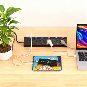 <span class=keywords><strong>Multiprise</strong></span> industrielle avec protection contre la foudre, protection contre les surtensions MOV 16A, 5 prises, 4 ports USB, câble de 2 m - Product Image 3