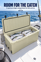 Grande glacière isotherme rotomoulée en plastique LLDPE de 240 QT, personnalisée et moderne, réutilisable, pour le transport de poisson, vin, aliments et eau salée, durable, 5 jours