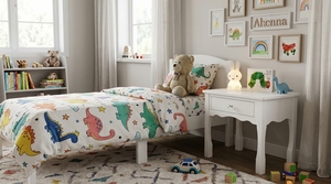 Durable Wooden Kids Bedroom Nightstand with 1 <b>Storage</b> Drawer White Finish <b>Bedside</b> Table for Children Room Decor - Product Image 6